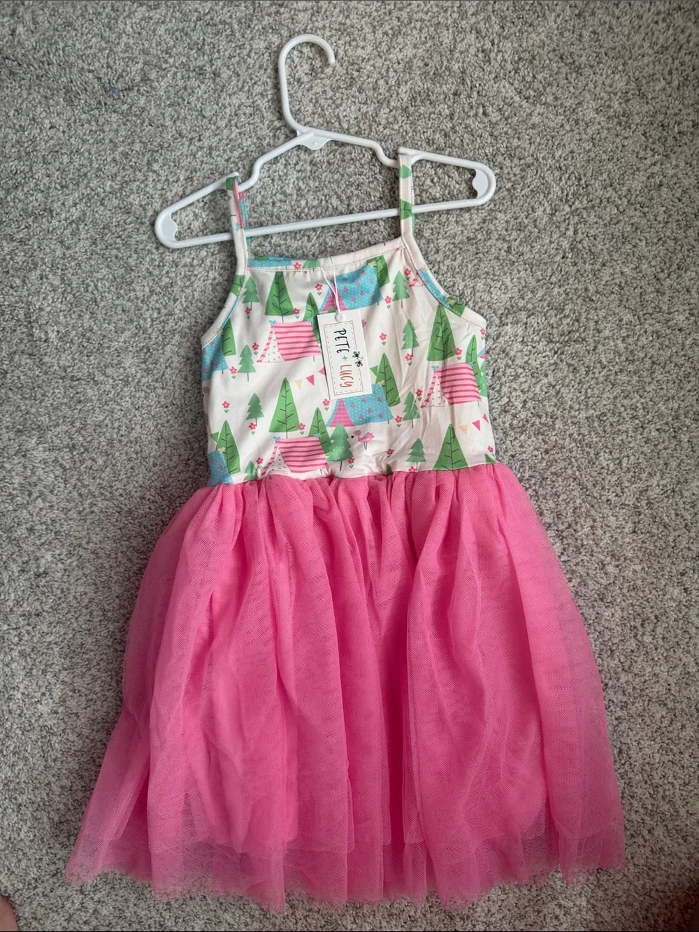 Girls Pink Tulle Dress with flamingo